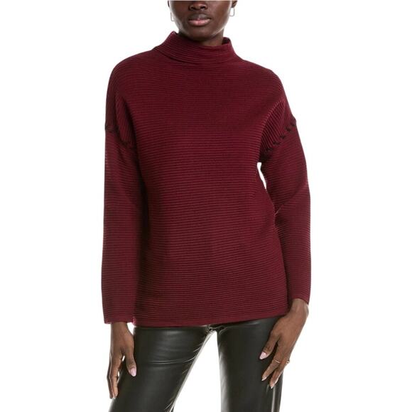 T Tahari Sweaters - NWT T Tahari Funnel Neck Ottoman Sweater Bordeaux Red - Size Medium